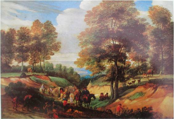 Travelers in a Wooded Landscape 