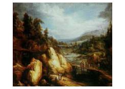 Rocky Landscape with a Bridge crossing a River