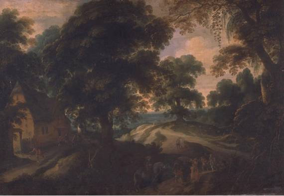 Landscape with Figures, Farm Looted by Brigands