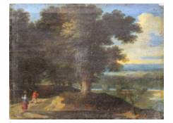 Wood and River Landscape with Couple of Villagers