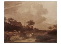 Work 679: Landscape with Goats, Horseman and Cottage