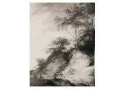 paintings CB:513 Wooded Escarpment with Horsemen and Travelers
