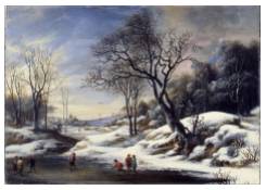 Puck Players in a Winter Landscape