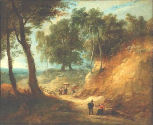 Wooded Landscape with Figures in a Ravine 