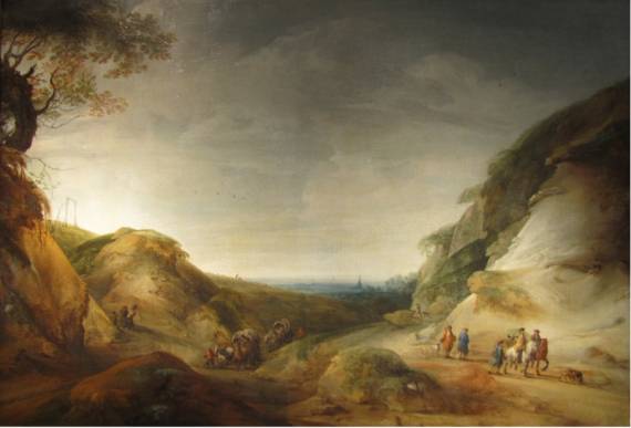 Hilly Landscape with Carts and Riders