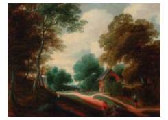 A wooded Landscape with Travellers on a Track