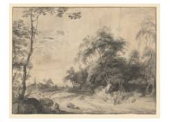 Work 1037: Wood Landscape with Two Walkers