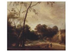 A Wooded River Landscape with Peasants conversing on a Path