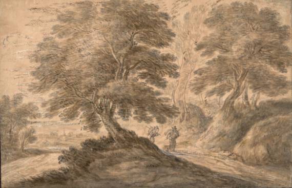 Forest Road with two Travelers