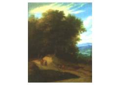 A Wooded River Landscape with Travelers on a Path