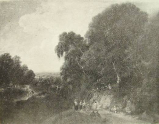 Road at Forest Edge with Travelers