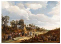 paintings CB:294 Village Street with Dancing Peasants, Travelers and Wanderers