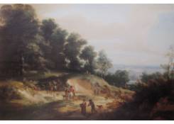A Wooded Hillside with Peasants and Hunters