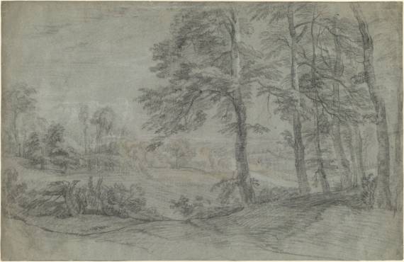 Hilly Landscape with Cluster of Trees