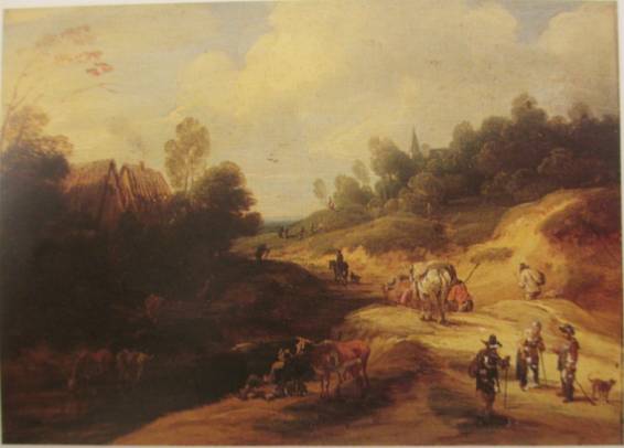 Undulating Landscape Scene with Travellers 