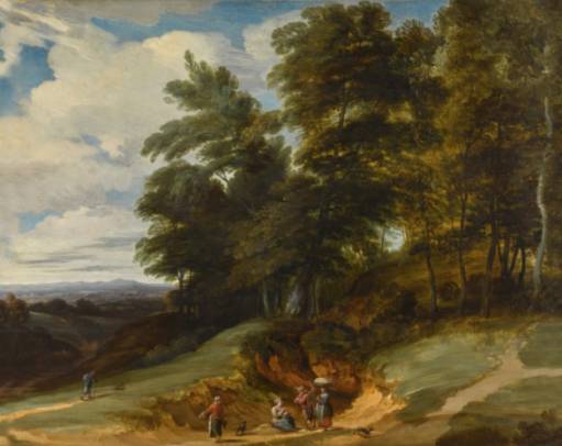 A Wooded Landscape with Peasants Resting