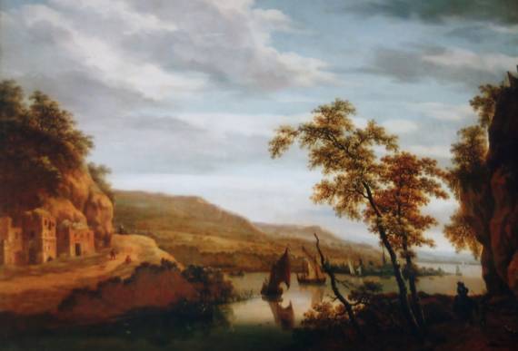 Landscape with Cave-Houses and Sailboats
