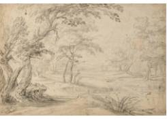 drawings CB:1064 Wooded Landscape with Village in the Background